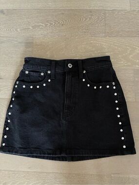 Abercrombie Black Studded Denim Mini Skirt - Women